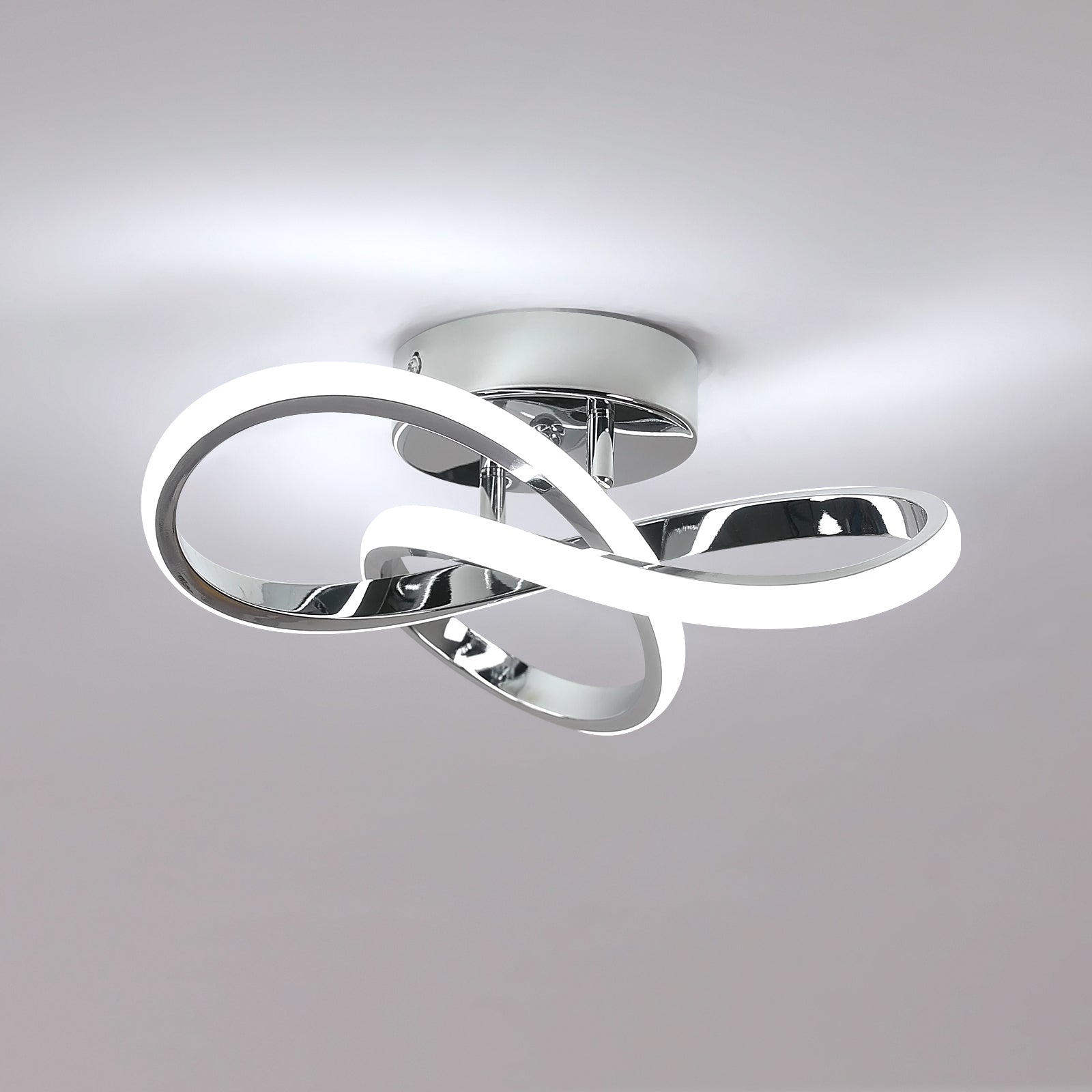 Ceiling Light - Chrome Aluminium Frame, White Light