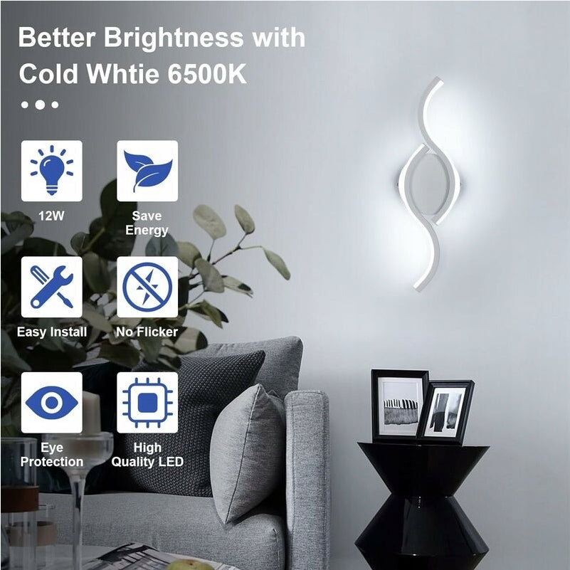 Applique da Parete - Struttura in Alluminio Bianco, Luce Bianca