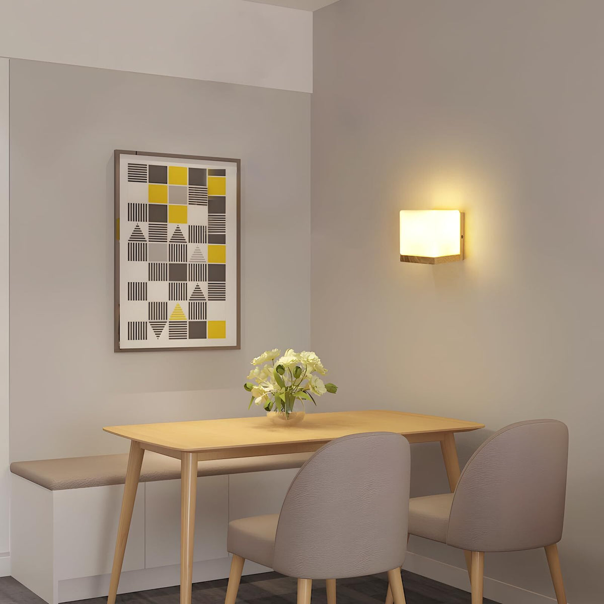Wall Light - Wood Glass Frame