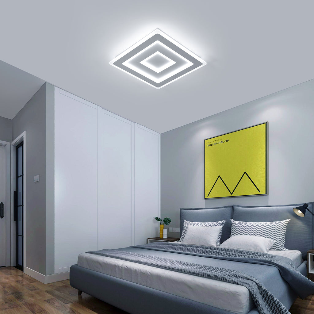 Comely Plafonnier LED Carré Moderne, 52W 5850LM Lampe de Plafond LED, Acrylique Luminaire Plafonnier Intérieur Blanc pour Chambre à Coucher, Salon, Couloir, Lumière Blanche 6500K, 40cm