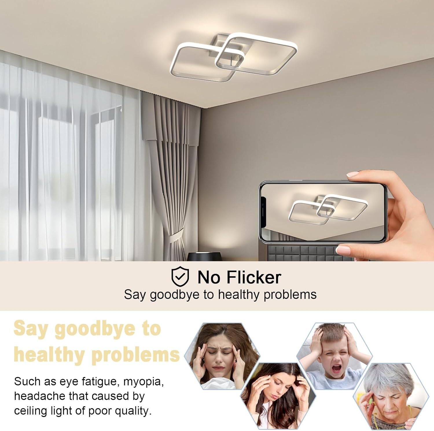 Ceiling Light - Silver Aluminium Frame, Natural Light