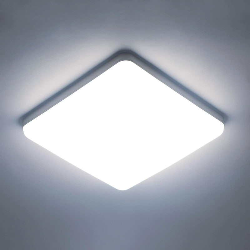Ceiling Light - White Plastic Frame, White Light