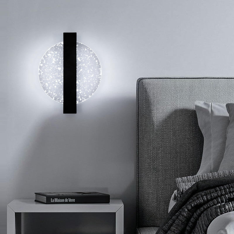 Comely Applique Murale Interieur LED 12W, Noir Ronde 1500LM Lumière Blanche Froide 6500K Lampe Murale LED avec Feuille d'argent, Lampe Murale LED Moderne pour Couloir Salon Chambre