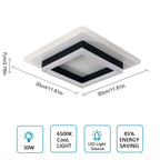 Ceiling Light - Black & White Acrylic Frame, White Light
