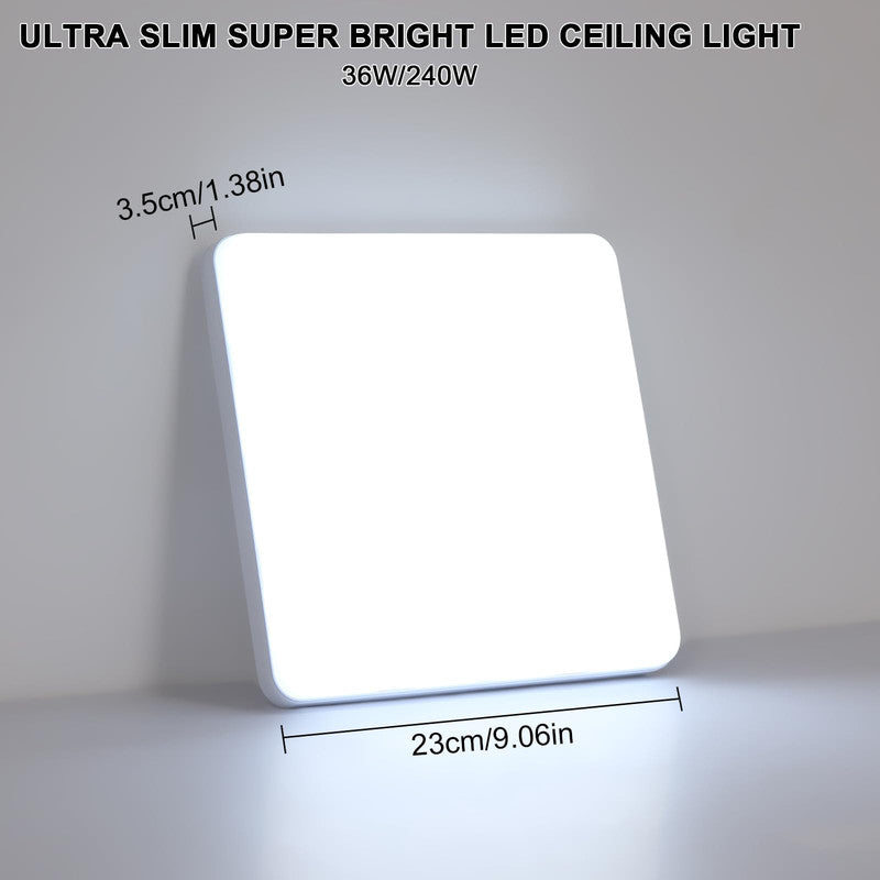 Ceiling Light - White Plastic Frame, White Light