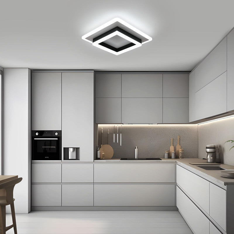 Ceiling Light - Black & White Acrylic Frame, White Light
