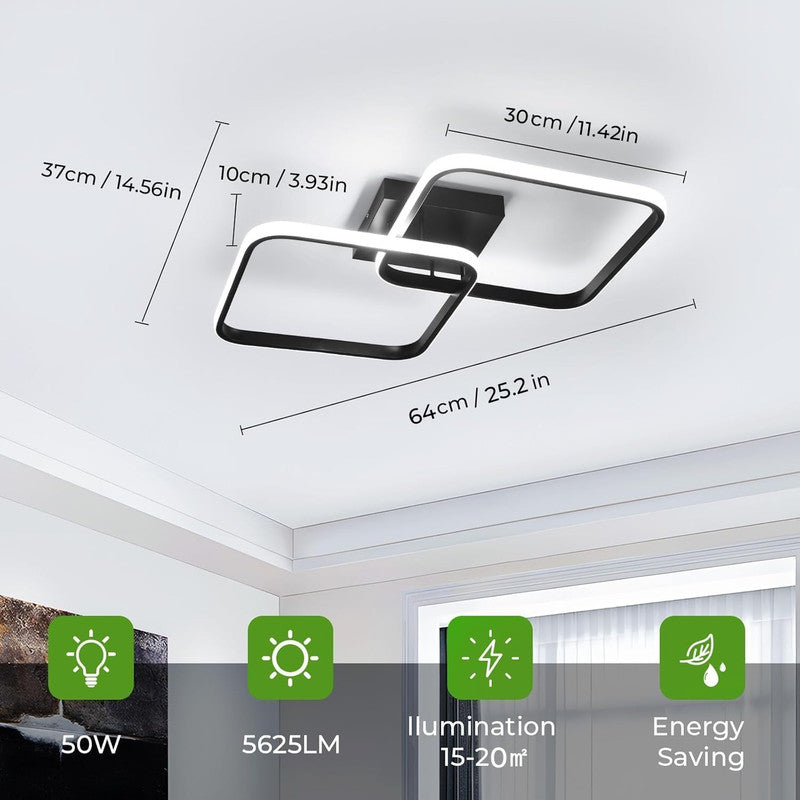 Ceiling Light - Black Aluminium Frame, Tunable and Dimmable