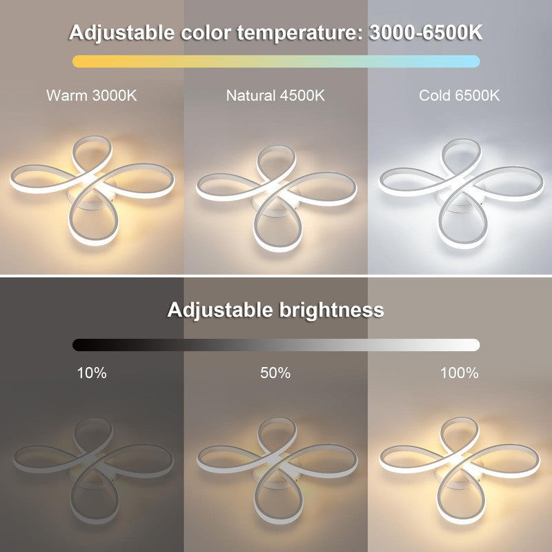 Comely Plafonnier LED Dimmable Moderne, 40W 4500LM 40cm 3000K-6500K, Luminaire Plafonnier Intérieur Forme Fleur avec Télécommande, Blanc Lampe de Plafond LED pour Chambre à Coucher, Salon