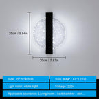 Comely Applique Murale Interieur LED 12W, Noir Ronde 1500LM Lumière Blanche Froide 6500K Lampe Murale LED avec Feuille d'argent, Lampe Murale LED Moderne pour Couloir Salon Chambre
