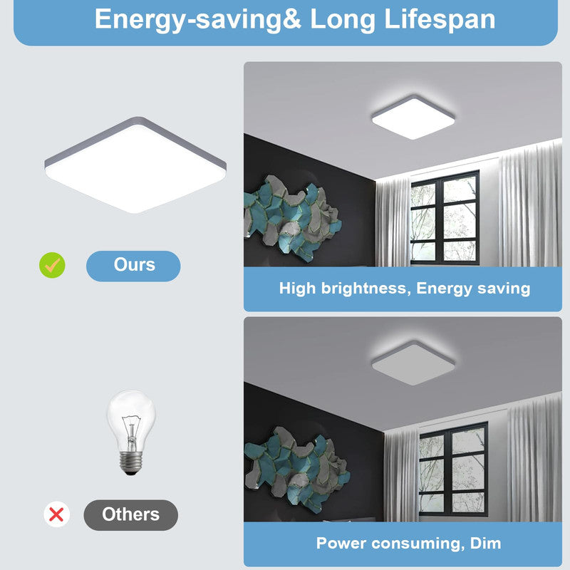 Ceiling Light - White Plastic Frame, White Light