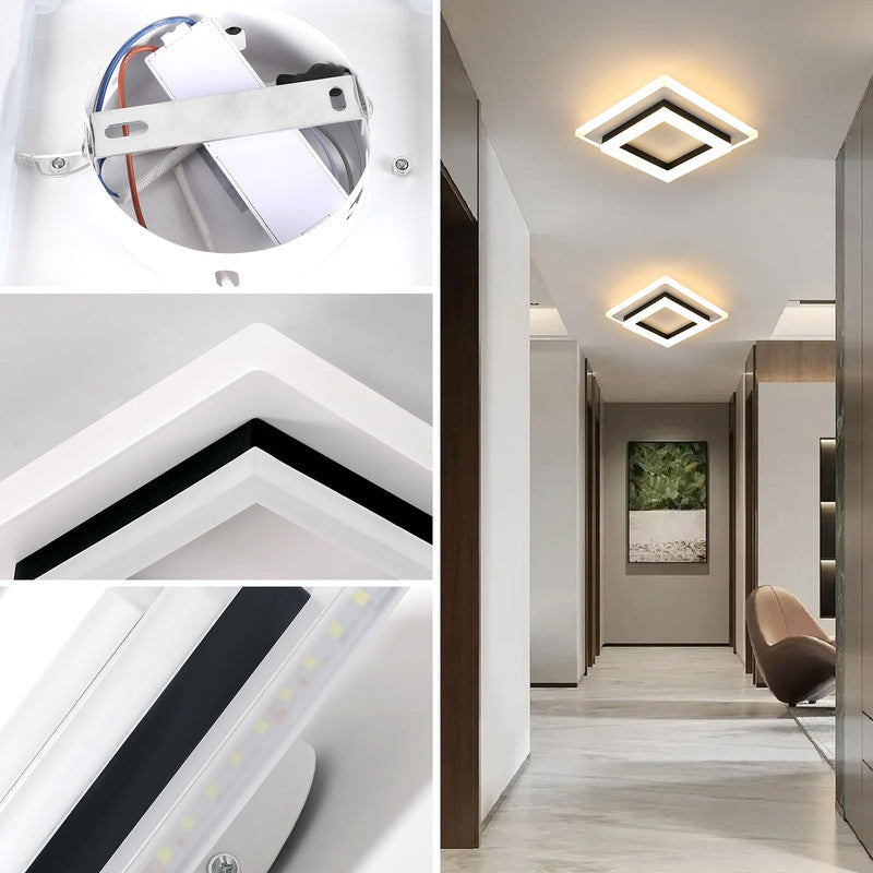 Ceiling Light - Black & White Acrylic Frame, Warm Light