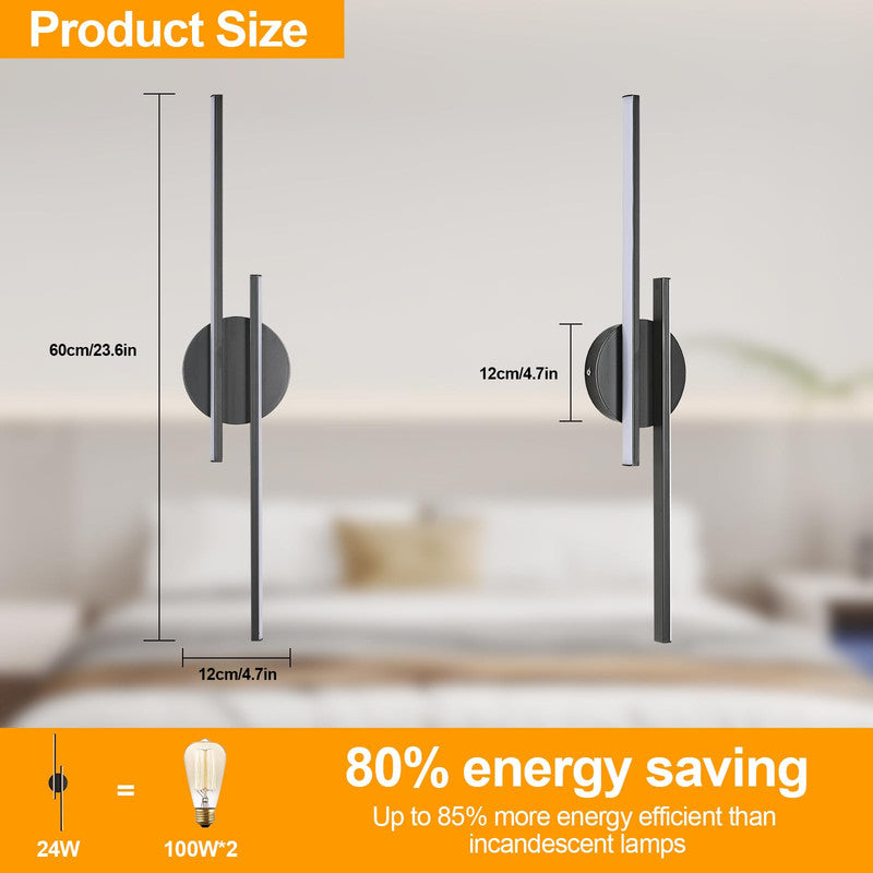 Wall Light - Black Aluminium Frame, Warm Light