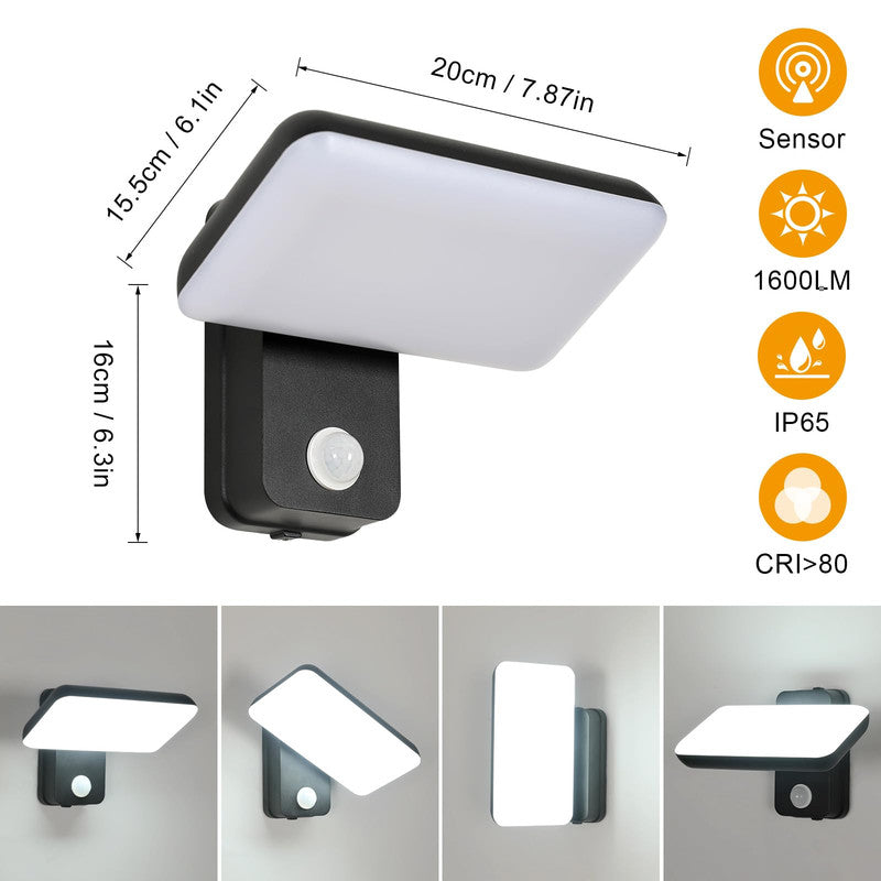 Wall Light - Black Aluminium Frame, White Light