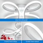 Comely Plafonnier LED, 30W 3500LM Lampe de Plafond LED Créatif Floral Design, Argent Luminaire Plafonnier LED en Acrylique pour Chambre Salon Salle à Manger Cuisine, Blanc Froid 6500K
