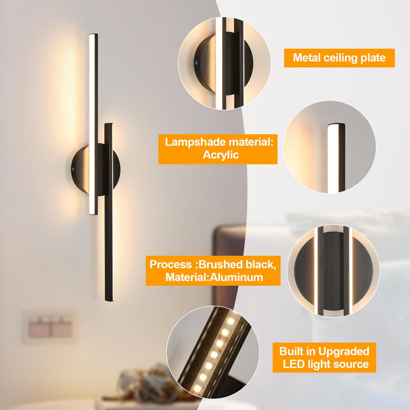 Wall Light - Black Aluminium Frame, Warm Light