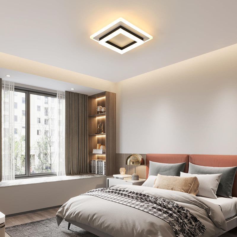 Ceiling Light - Black & White Acrylic Frame, Warm Light