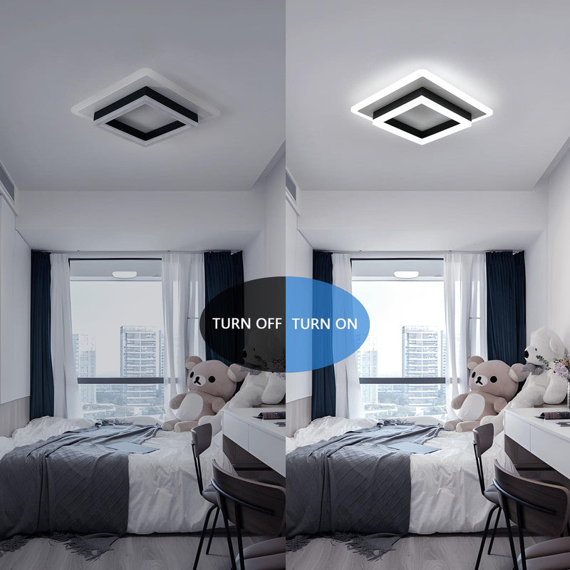 Ceiling Light - Black & White Acrylic Frame, White Light