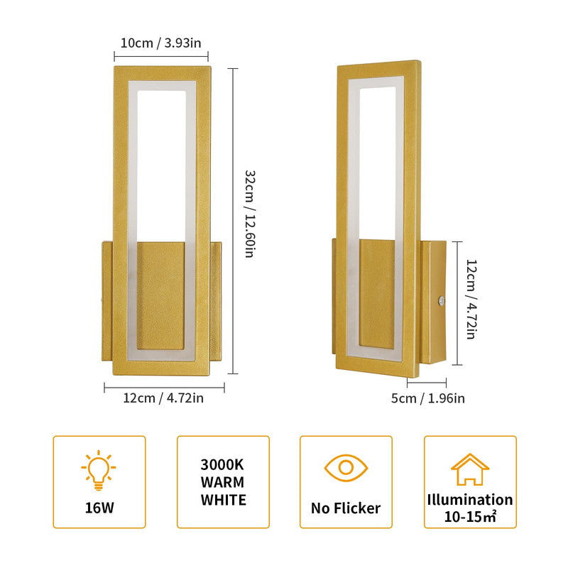 Wall Light - Gold Acrylic Frame, Warm Light