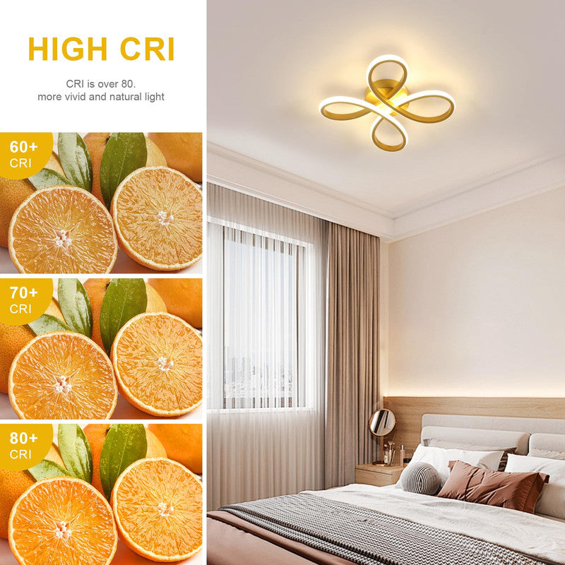Comely Plafonnier LED Moderne, 30W 3375LM Lampe de Plafond, Luminaire Plafonnier LED pour Chambre salon, Salle à manger Cuisine, Lumière Chaude 3000K, 30cm, Or
