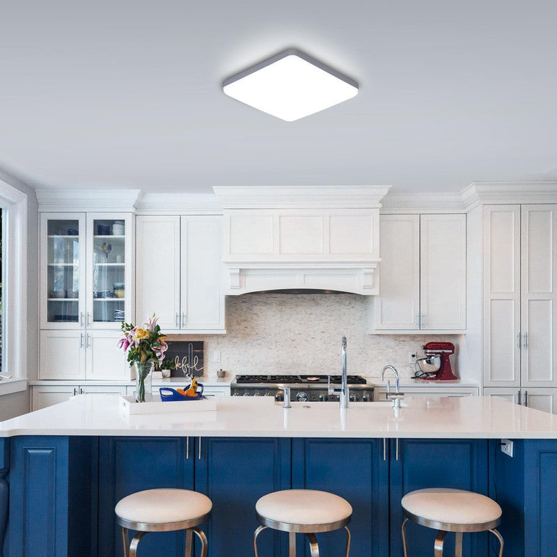 Ceiling Light - White Plastic Frame, White Light
