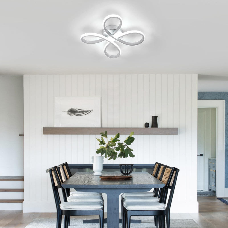 Comely Plafonnier LED, 30W 3500LM Lampe de Plafond LED Créatif Floral Design, Argent Luminaire Plafonnier LED en Acrylique pour Chambre Salon Salle à Manger Cuisine, Blanc Froid 6500K