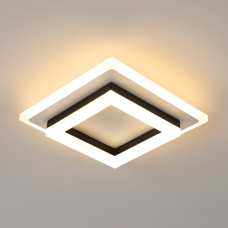 Ceiling Light - Black & White Acrylic Frame, Warm Light