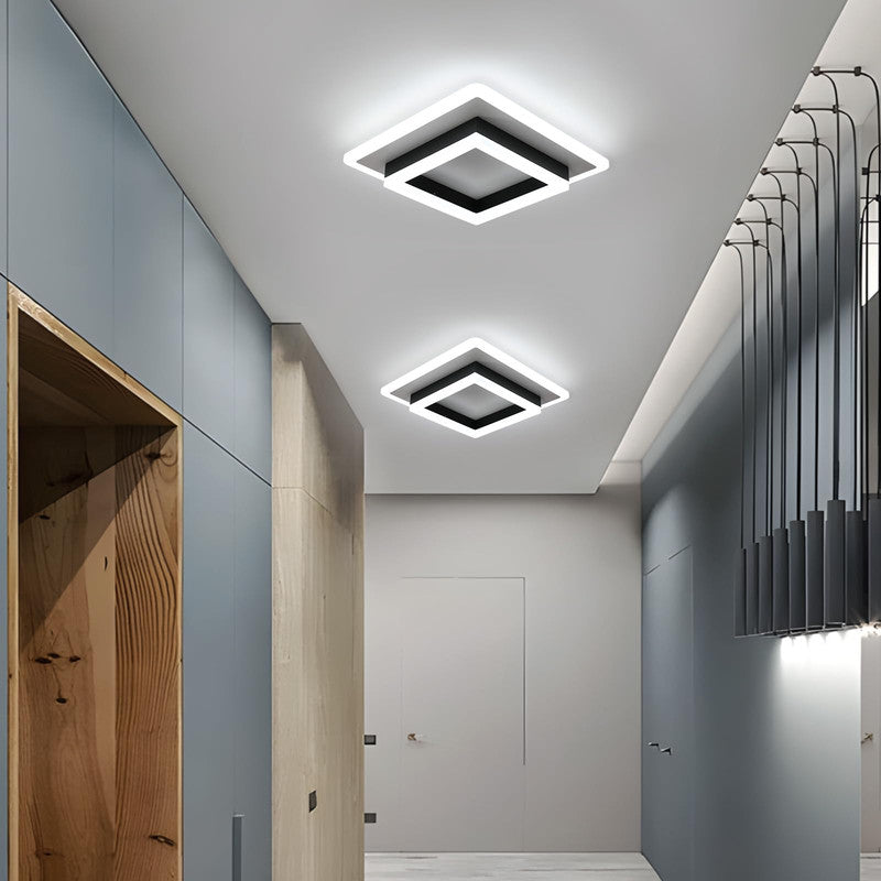 Ceiling Light - Black & White Acrylic Frame, White Light