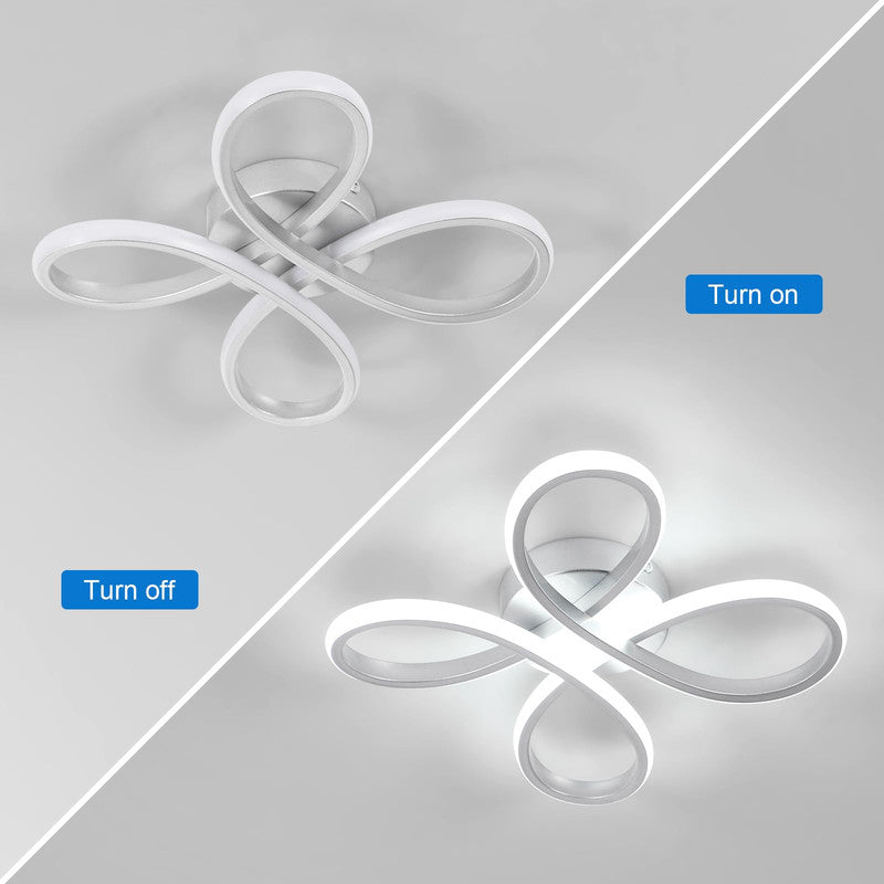 Comely Plafonnier LED, 30W 3500LM Lampe de Plafond LED Créatif Floral Design, Argent Luminaire Plafonnier LED en Acrylique pour Chambre Salon Salle à Manger Cuisine, Blanc Froid 6500K
