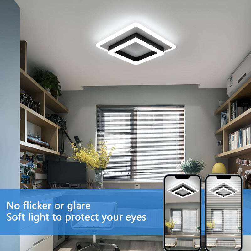 Ceiling Light - Black & White Acrylic Frame, White Light