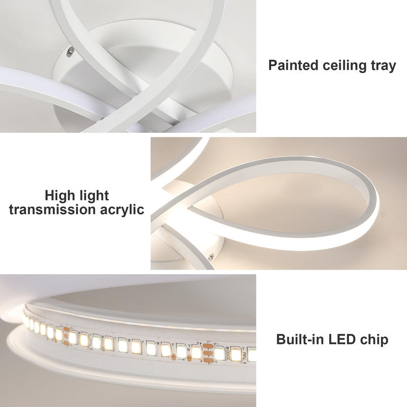 Comely Plafonnier LED Dimmable Moderne, 40W 4500LM 40cm 3000K-6500K, Luminaire Plafonnier Intérieur Forme Fleur avec Télécommande, Blanc Lampe de Plafond LED pour Chambre à Coucher, Salon