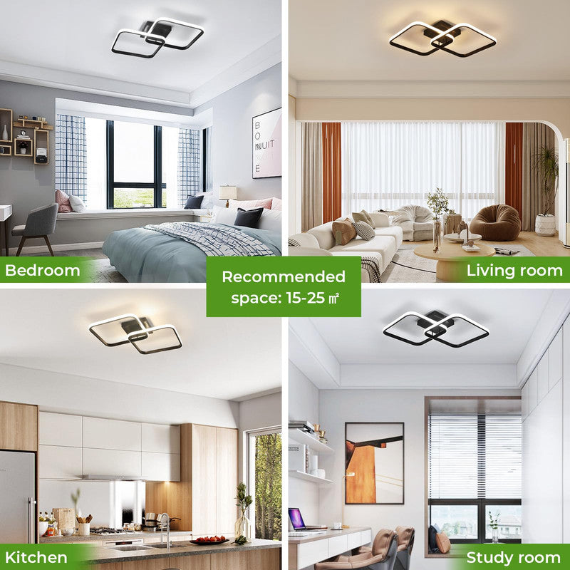 Ceiling Light - Black Aluminium Frame, Tunable and Dimmable