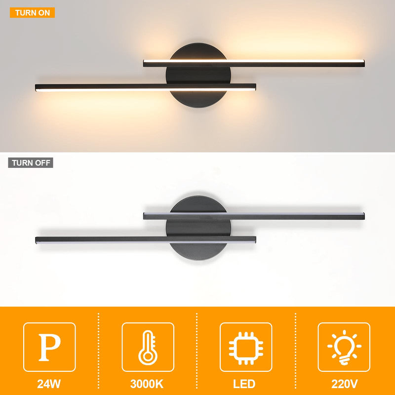 Wall Light - Black Aluminium Frame, Warm Light