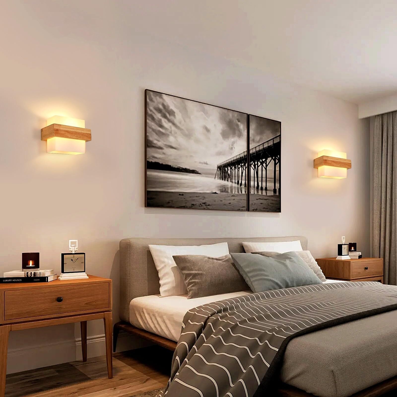 Wall Light - Wood Glass Frame