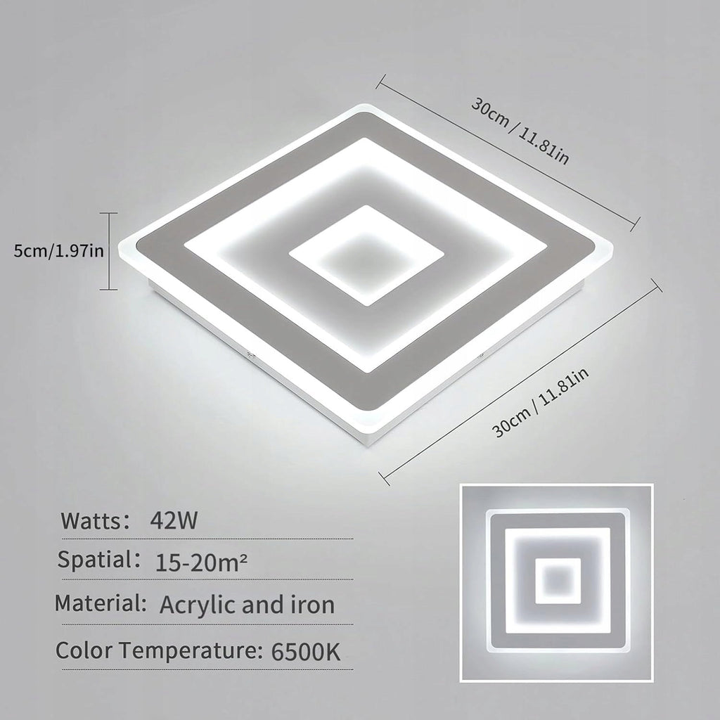 Ceiling Light - White Acrylic Frame, White Light
