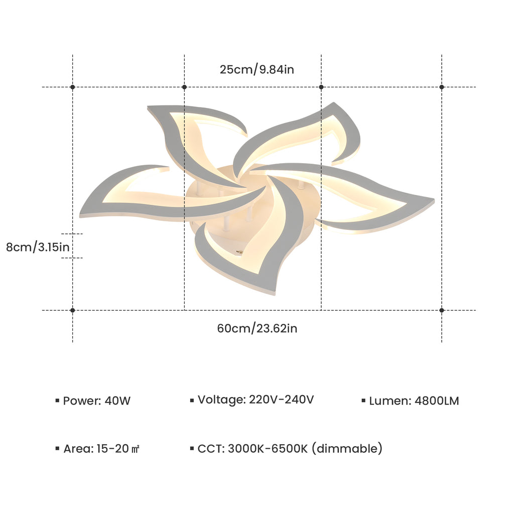 Comely Plafonnier LED Dimmable, Luminaire Plafonnier 40W 4700LM, Télécommande/APP, 3000k-6500k Φ60cm, Lampe de Plafond per Salon Chambre