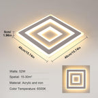 Comely Plafonnier LED Carré Moderne, 52W Lampe de Plafond LED, Acrylique Luminaire Plafonnier Intérieur Blanc pour Chambre à Coucher, Salon, Couloir, Lumière Chaude 3000K, 40cm