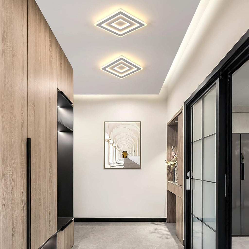 Comely Plafonnier LED Carré Moderne, 52W Lampe de Plafond LED, Acrylique Luminaire Plafonnier Intérieur Blanc pour Chambre à Coucher, Salon, Couloir, Lumière Chaude 3000K, 40cm