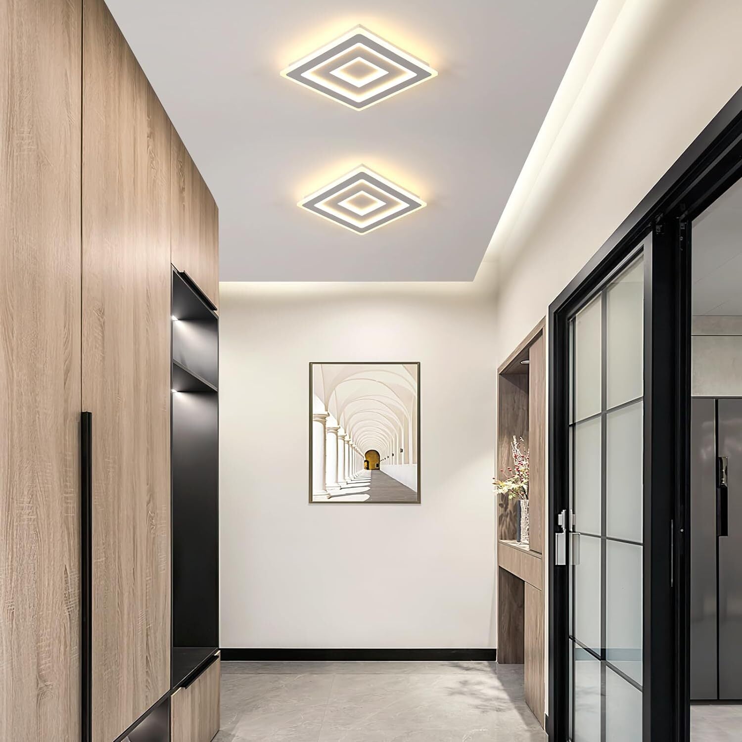 Comely Plafonnier LED Carré Moderne, 52W Lampe de Plafond LED, Acrylique Luminaire Plafonnier Intérieur Blanc pour Chambre à Coucher, Salon, Couloir, Lumière Chaude 3000K, 40cm