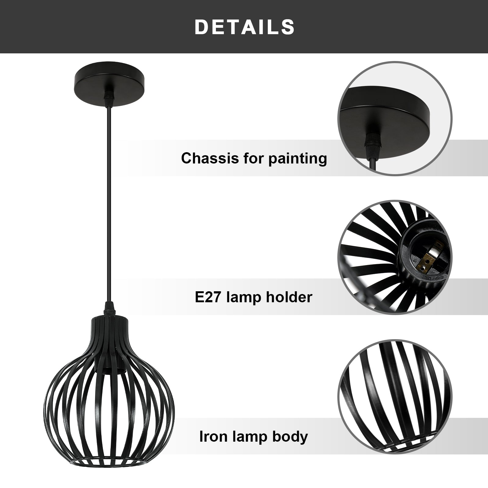 Chandeliers - Black Metal Frame