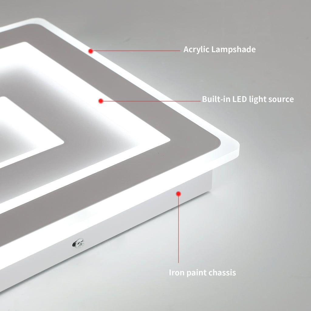Ceiling Light - White Acrylic Frame, White Light