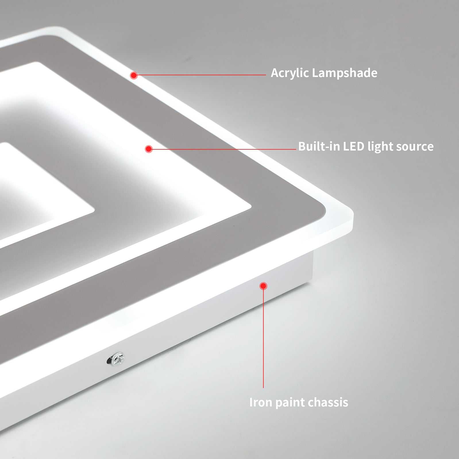 Ceiling Light - White Acrylic Frame, White Light