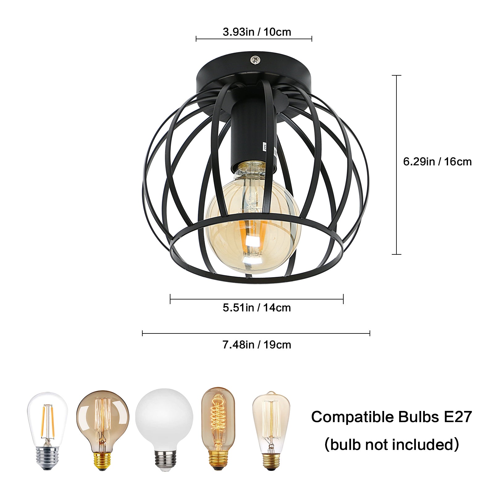 Ceiling Light - Black Metal Frame