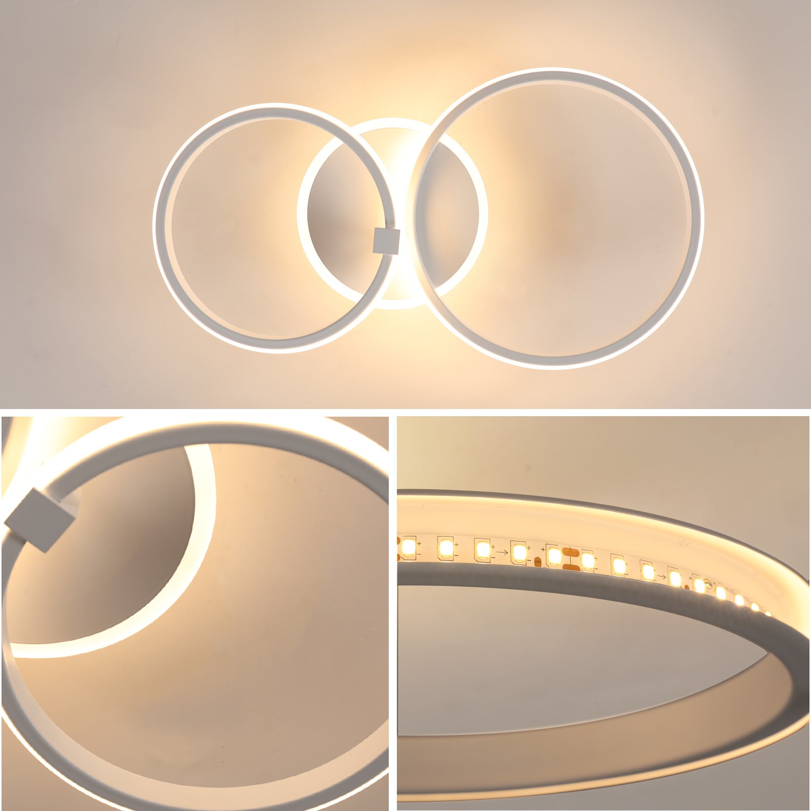 Ceiling Light - White Acrylic Frame, Warm Light