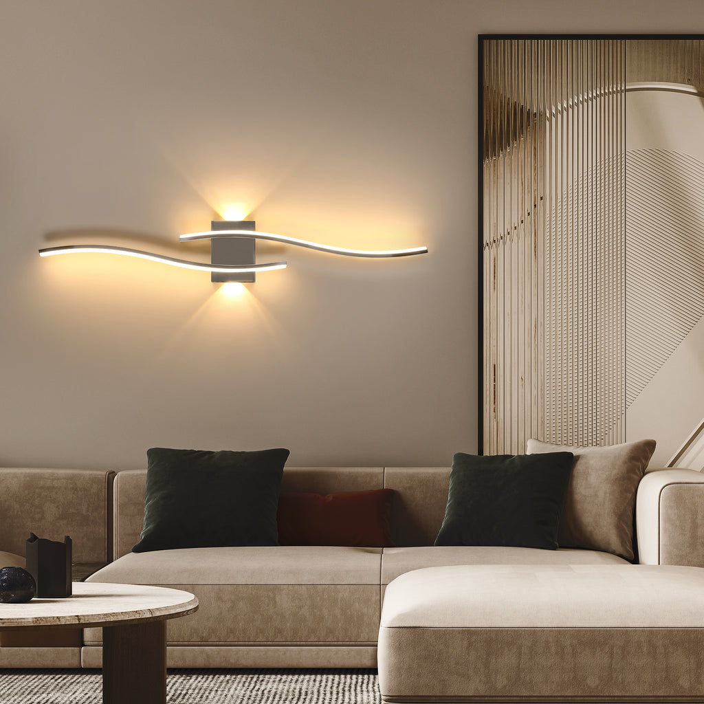 Lampada da parete - Struttura in alluminio cromato, luce calda
