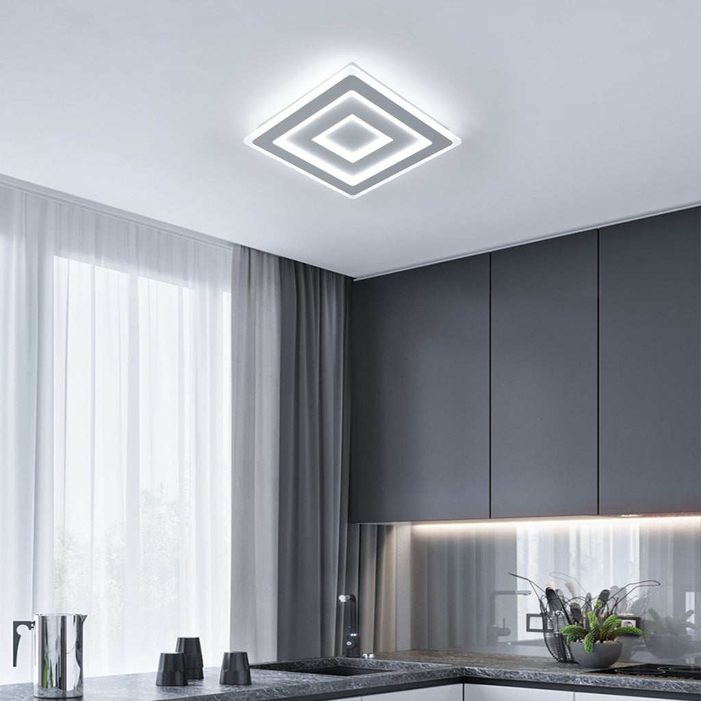 Comely Plafonnier LED Carré Moderne, 52W 5850LM Lampe de Plafond LED, Acrylique Luminaire Plafonnier Intérieur Blanc pour Chambre à Coucher, Salon, Couloir, Lumière Blanche 6500K, 40cm