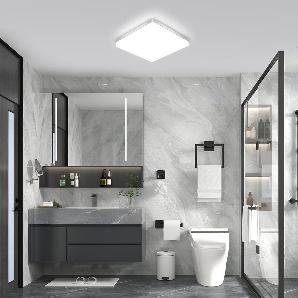 Ceiling Light - White Plastic Frame, White Light