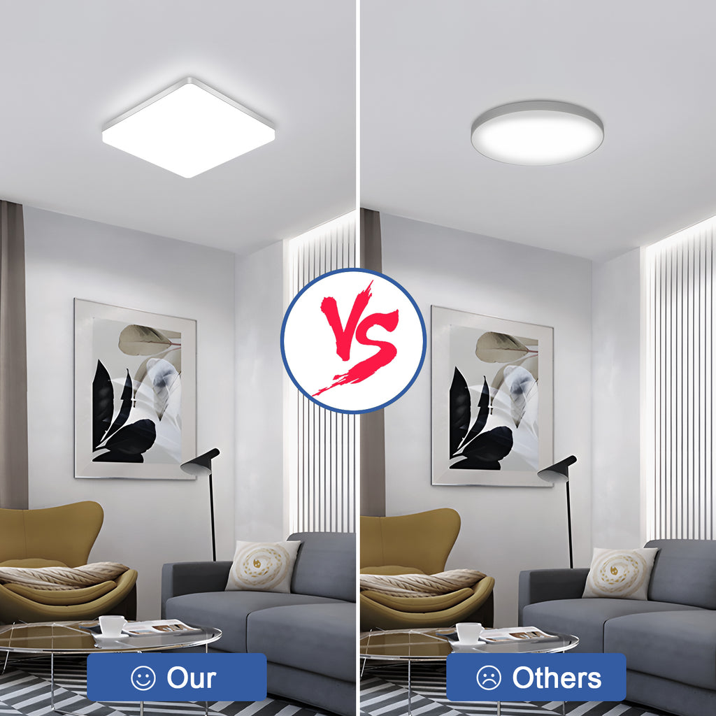 Ceiling Light - White Plastic Frame, White Light