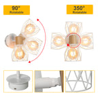 Comely Lampe murale de cage blanche en bois et métal - Set de 2, 14,5x12x18cm, E27, Country Design, Pas d'éclairage