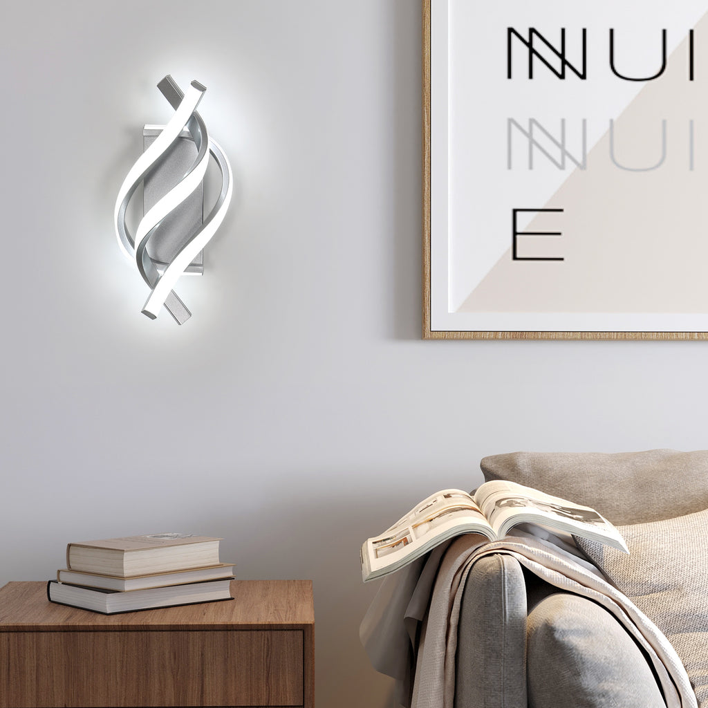 Applique - Telaio in Alluminio Argento, Luce Bianca