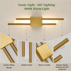 Wall Light - Gold Metal Frame, Warm Light